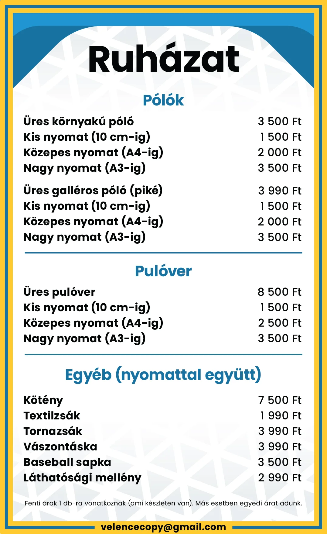 Egyedi polók velence
